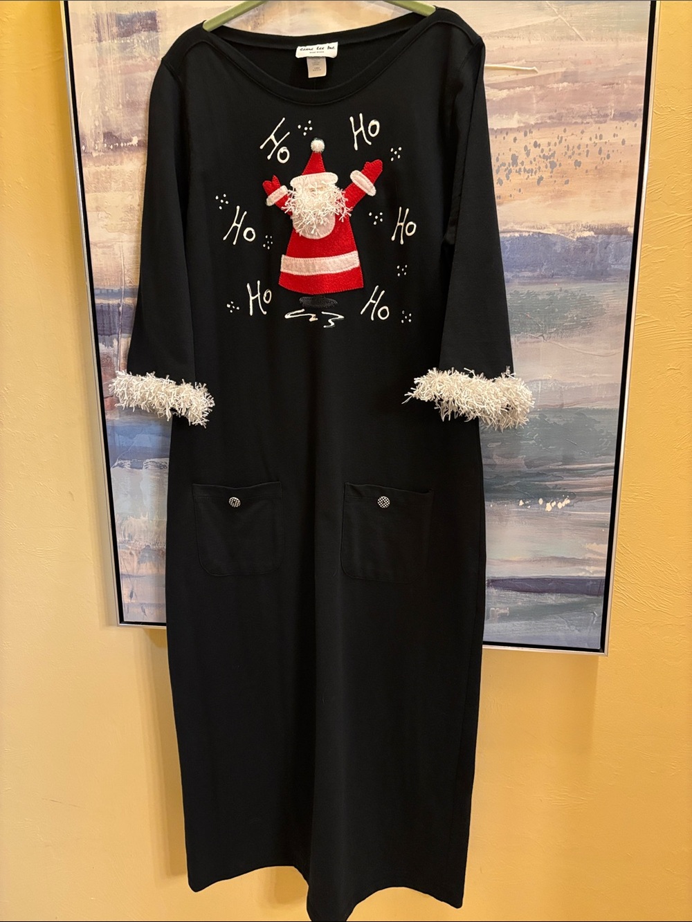 Holiday Santa Nightgown with Fuzzy Cuff Trim